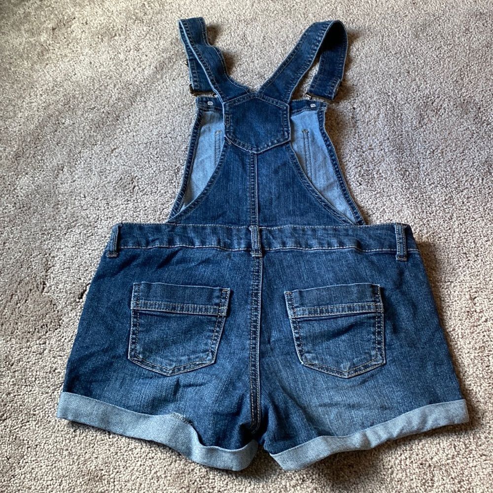 Bluespice Medium Wash Denim Overall Shorts Cuffed Juniors SIZE 1 - Picture 3 of 8